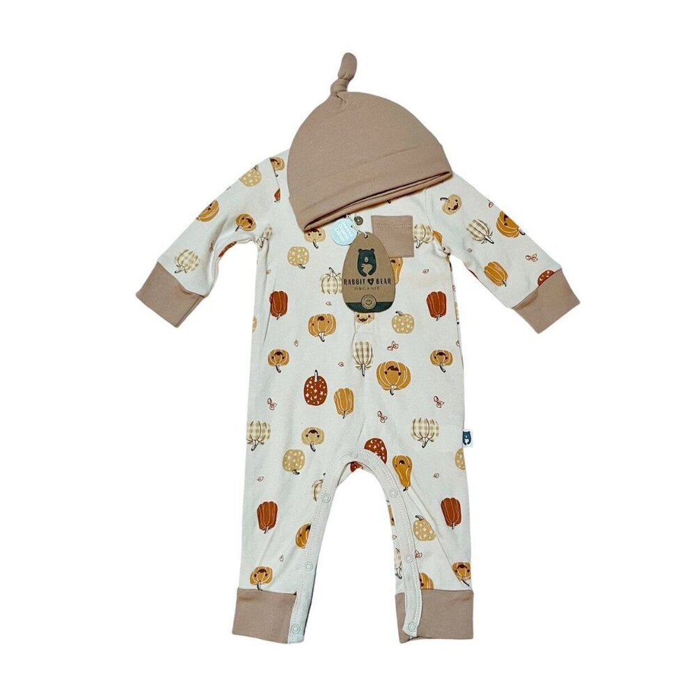 NWT Rabbit + Bear Organic Pumpkin Outfit Size 3-6m